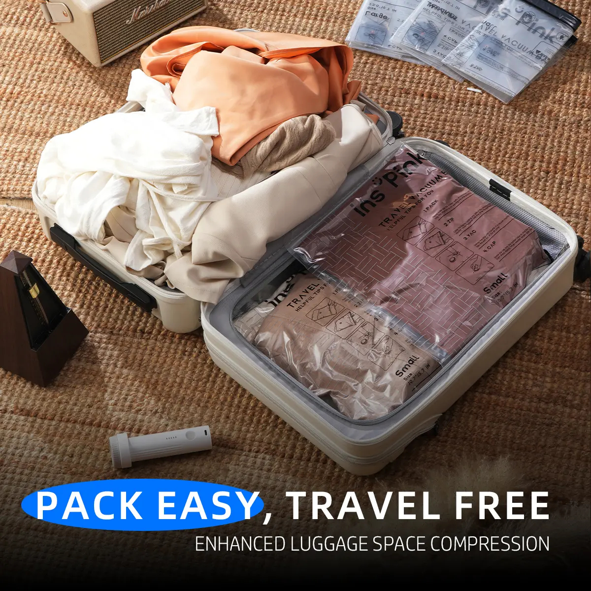 24-Pack Travel Vacuum Compression Bags with Electric Pump
